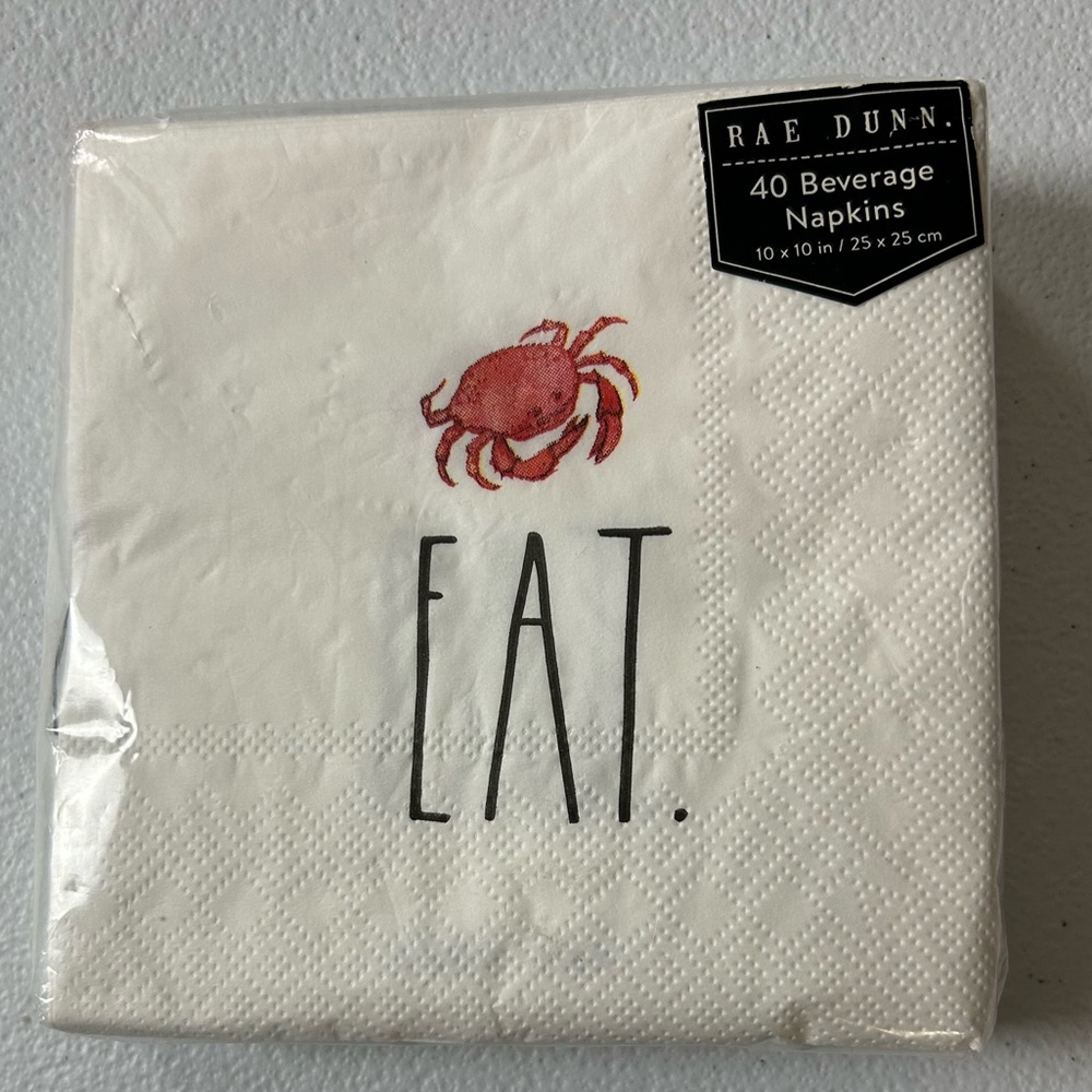 Rae Dunn 1 Pack of 40 EAT Beverage Paper Napkins NWT